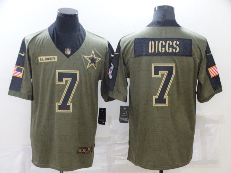 Men Dallas Cowboys 7 Diggs green Nike Olive Salute To Service Limited NFL Jersey